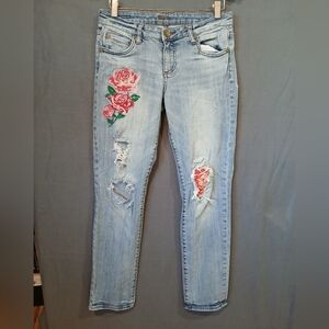 Kut From The Kloth Jeans Womens 4 Blue Skinny Embroidered Denim
